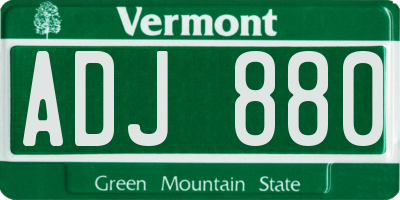 VT license plate ADJ880