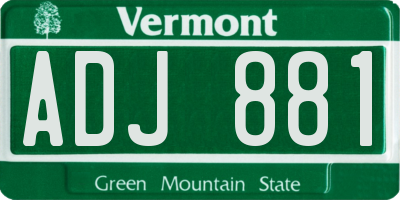 VT license plate ADJ881