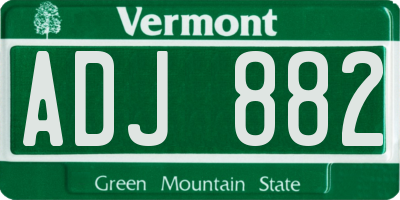 VT license plate ADJ882