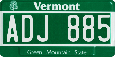 VT license plate ADJ885