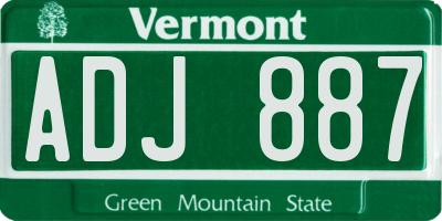 VT license plate ADJ887
