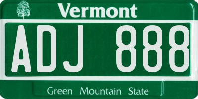 VT license plate ADJ888