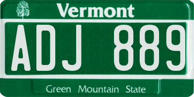 VT license plate ADJ889