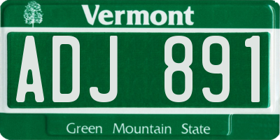VT license plate ADJ891
