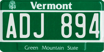 VT license plate ADJ894
