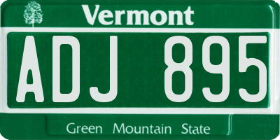 VT license plate ADJ895
