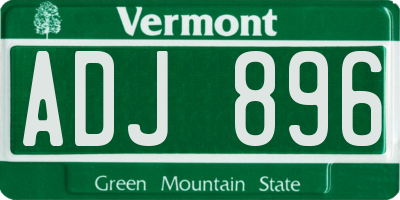 VT license plate ADJ896