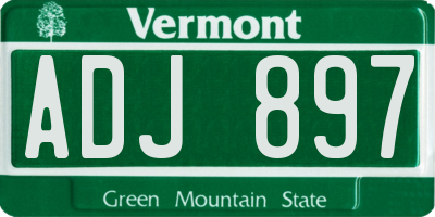 VT license plate ADJ897