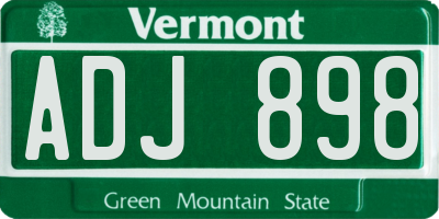 VT license plate ADJ898