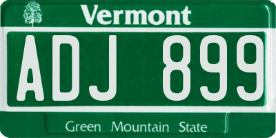 VT license plate ADJ899