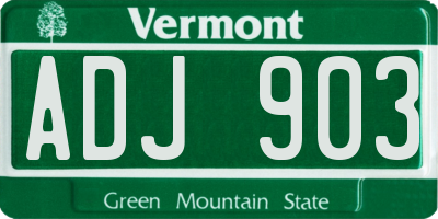 VT license plate ADJ903