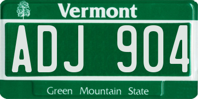 VT license plate ADJ904