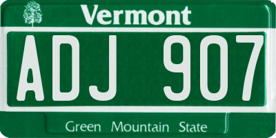 VT license plate ADJ907