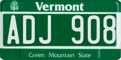 VT license plate ADJ908