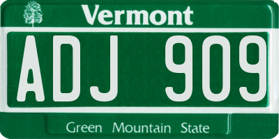 VT license plate ADJ909