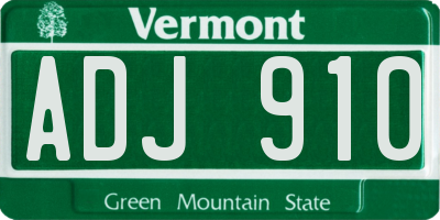 VT license plate ADJ910