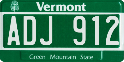 VT license plate ADJ912