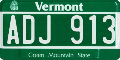 VT license plate ADJ913