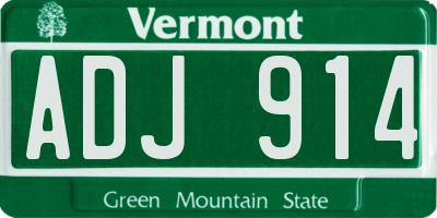 VT license plate ADJ914