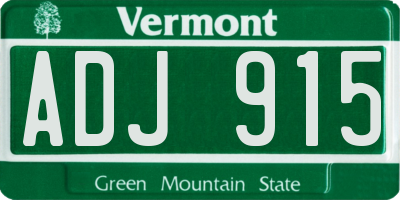 VT license plate ADJ915