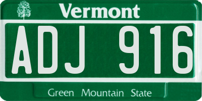 VT license plate ADJ916