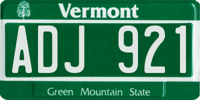 VT license plate ADJ921