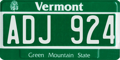 VT license plate ADJ924