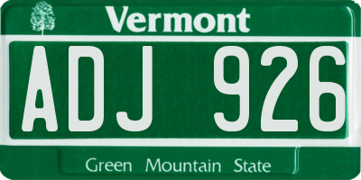 VT license plate ADJ926