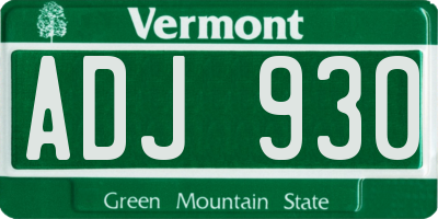VT license plate ADJ930