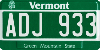 VT license plate ADJ933