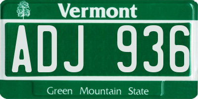 VT license plate ADJ936