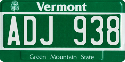 VT license plate ADJ938