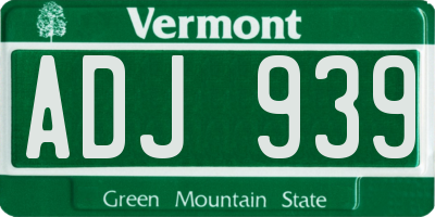 VT license plate ADJ939