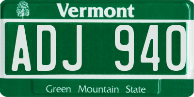 VT license plate ADJ940