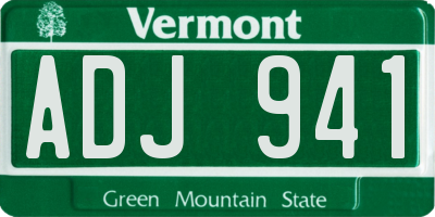 VT license plate ADJ941