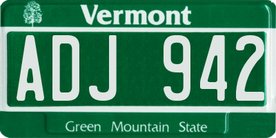 VT license plate ADJ942