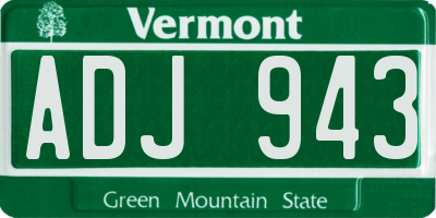 VT license plate ADJ943