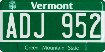 VT license plate ADJ952