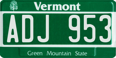 VT license plate ADJ953