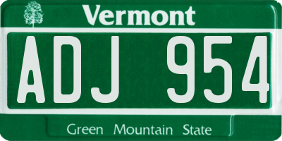 VT license plate ADJ954