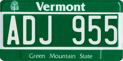 VT license plate ADJ955