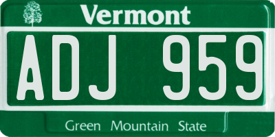VT license plate ADJ959