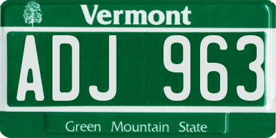VT license plate ADJ963