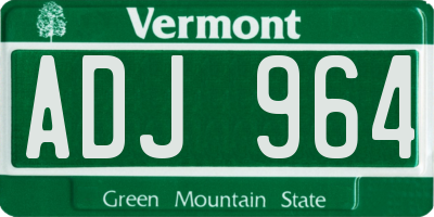VT license plate ADJ964