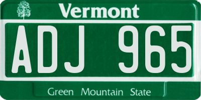 VT license plate ADJ965