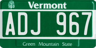 VT license plate ADJ967