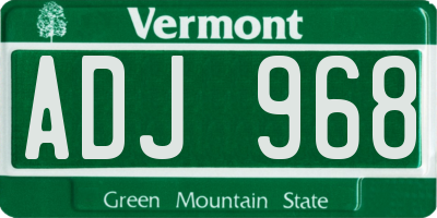 VT license plate ADJ968
