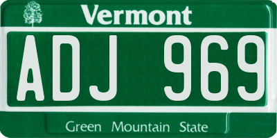 VT license plate ADJ969