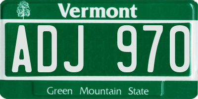 VT license plate ADJ970