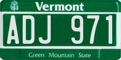 VT license plate ADJ971